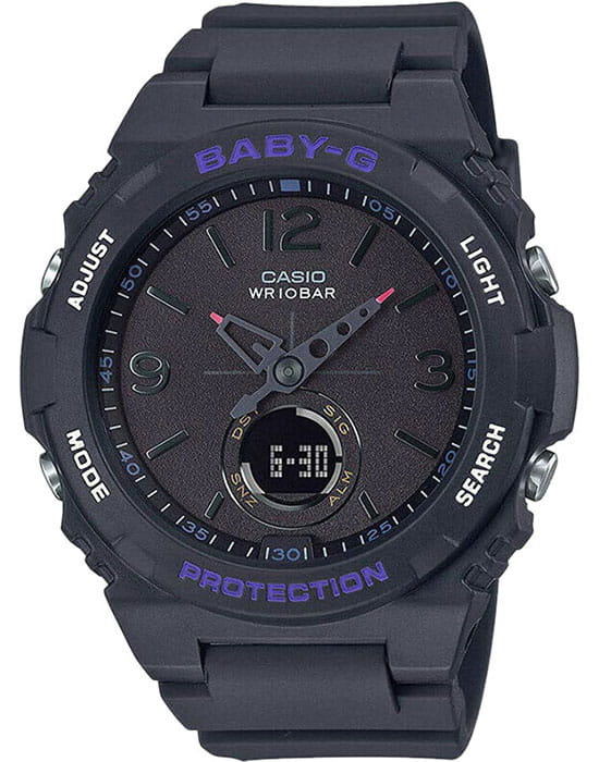 Casio Casio Baby-G BGA-260-1A  BGA-260-1A кварцевые женские часы черный циферблат, браслет пластик — вид спереди